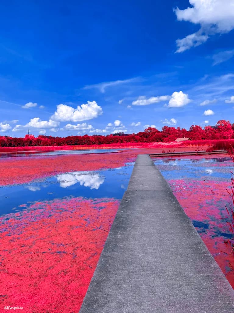 Lake bridge red